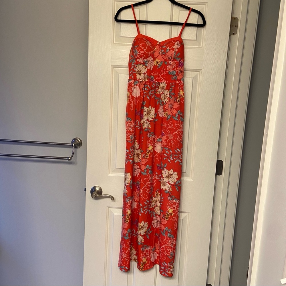 BOG Collective Orange Red Floral Dress
